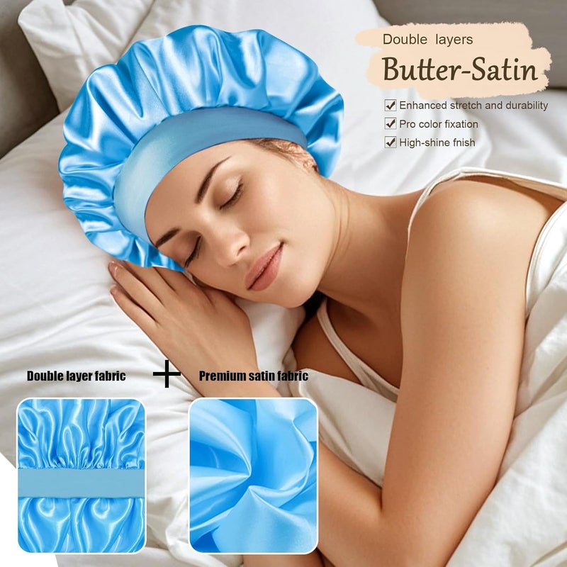 Doitory Store Satin Silk Bonnet for Sleeping, Soft Satin Lined Hair Bonnet for Women, Double Layer Sleep Nightcap - Image 3